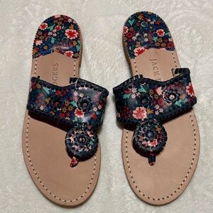 Jack Rogers Original Jacks navy floral print leather sandals size 9.5